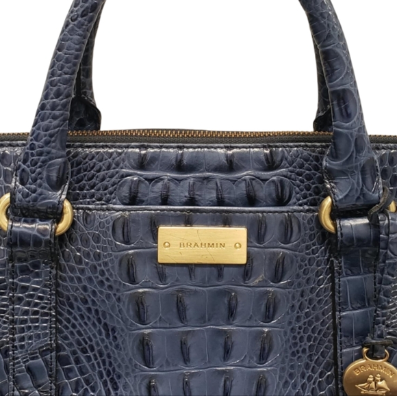 BRAHMIN Duxbury Weekender Leather Travel Bag Blue Melbourne - Picture 16 of 16